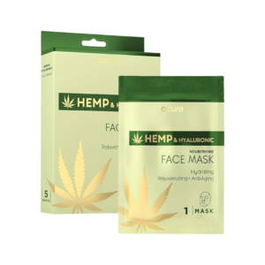 AZURE Hemp Oil & Hyaluronic Facial Sheet Mask, Anti-aging and hydrating formula, 5-pack for value and convenience, Infused with hemp oil and hyaluronic acid, Nourishes and moisturizes skin deeply, Dermatologist-tested for effectiveness, Rejuvenates tired and dull complexion, Trusted brand for natural skincare, Essential for youthful, hydrated skin, Experience the power of hemp and hyaluronic acid.