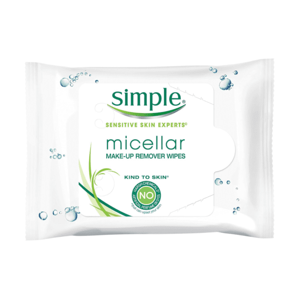 Simple Kind to Skin Cleansing Wipes, Simple, Kind to Skin, Cleansing Wipes, Micellar, 4 Count, Gentle, Makeup Remover, Effective, Refreshing, Hydrating, Convenient, Travel-sized, Skincare, Sensitive Skin, Non-irritating.