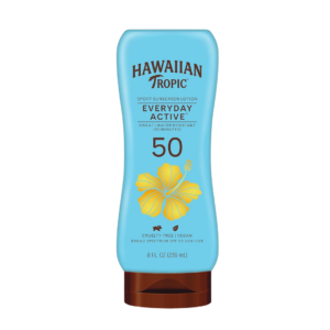 hawaiian tropic sunscreen, Hawaiian Tropic Everyday Active Lotion Sunscreen SPF 50, 8oz bottle for daily protection, Broad-spectrum UVA/UVB defense, SPF 50 for strong sun protection, Lightweight and non-greasy formula, Dermatologist-tested sun protection, Water-resistant for active lifestyles, Moisturizing lotion for everyday use, Tropical scent for a delightful experience, Trusted brand for effective sun care.