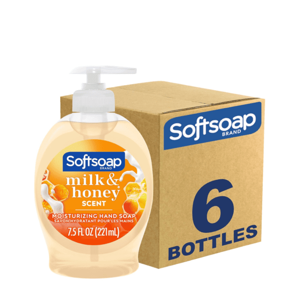 softsoap hand soap, Softsoap Milk and Honey Hand Soap, 7.5oz, moisturizing formula, Pack of 6, gentle cleansing, hydrating, nourishing, refreshing scent, bulk savings, convenient pack, family-friendly, trusted brand, essential, daily use, bathroom staple, effective hand hygiene, skincare, soft hands, soothing, natural ingredients